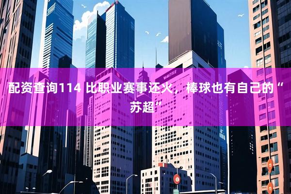 配资查询114 比职业赛事还火，棒球也有自己的“苏超”