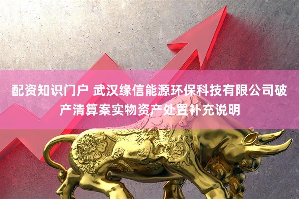 配资知识门户 武汉缘信能源环保科技有限公司破产清算案实物资产处置补充说明